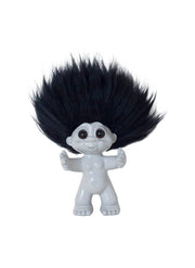 Lykketrold (lysegrå og sort hår, 9 cm)